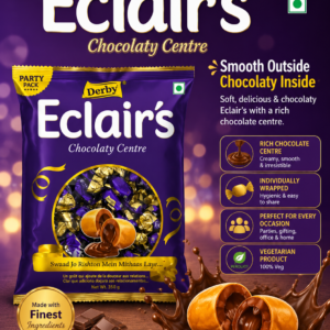 Derby Eclairs Chocolaty Centre Candy Party Pack – 350g (Approx. 100 Pieces)