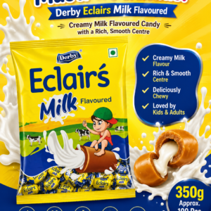 Derby Eclairs Milk Flavoured Candy Wholesale Pack – 350g (Approx. 100 Pieces)