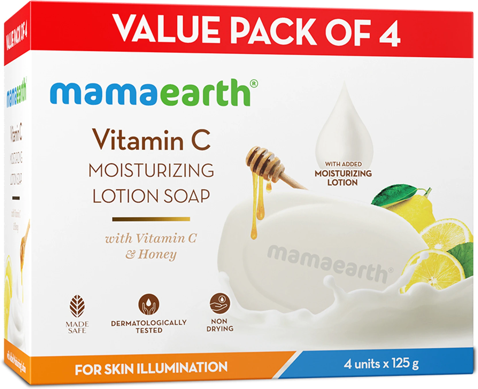 Mamaearth Vitamin C Moisturizing Lotion Soap β Value Pack of 4