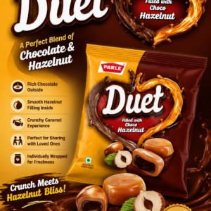 Parle Duet Filled with Choco Hazelnut Candy 198g – Creamy Chocolate Hazelnut Filled Candy