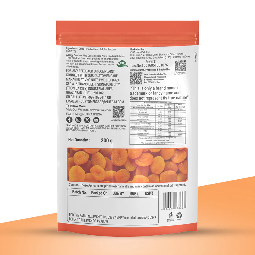 Nutraj Seedless Apricots (Dried Pitted Apricot) – 200g - Image 2
