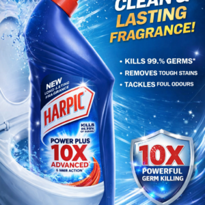 Harpic Power Plus 10X Advanced Toilet Cleaner – Powerful Germ Kill Formula 1lt