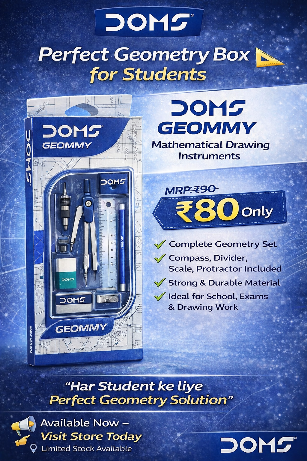 DOMS Geommy Geometry Box – Mathematical Drawing Instruments Set