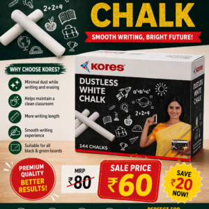 Kores Dustless White Chalk β 144 Chalks Box