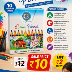 10 Shade Colour Pencils Set – Triangular Grip