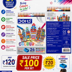 DOMS 24 Colour Pencils Set with Sharpener – Bright & Smooth Colours