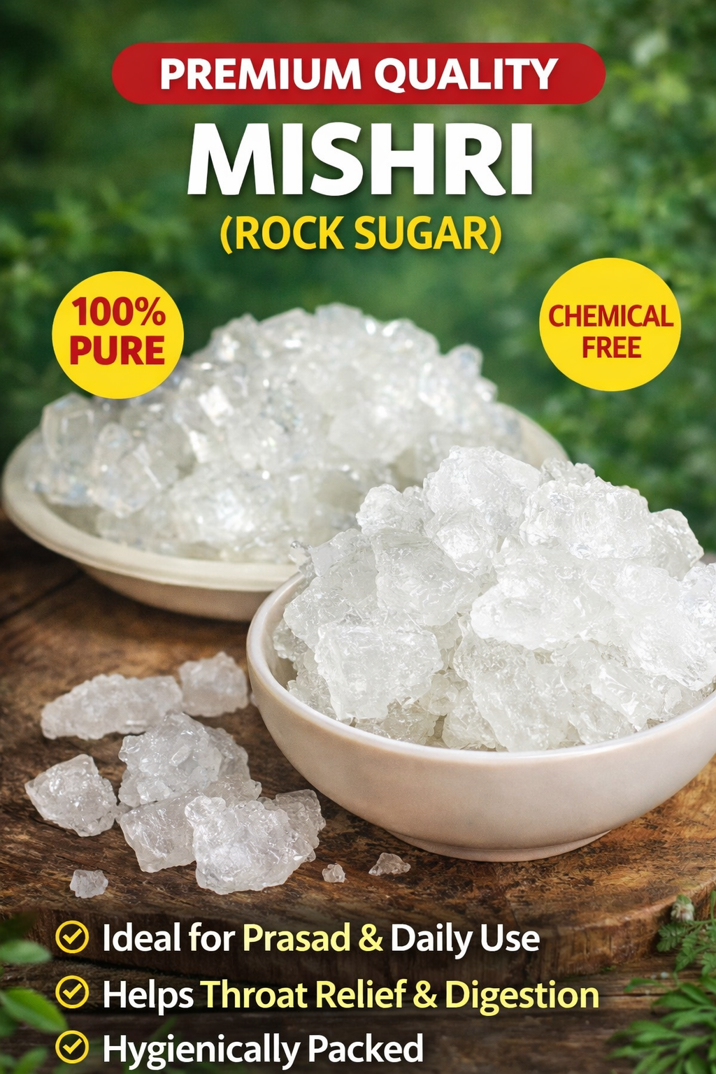 Premium Mishri (Rock Sugar) – 100% Pure & Natural Sweet Crystals