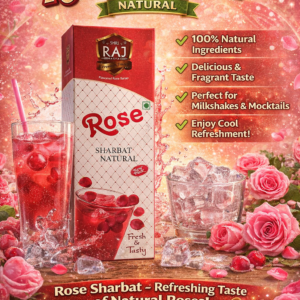 Shri Raj Rose Sharbat Natural – Premium Rose Syrup | Refreshing Summer Drink & Dessert Ingredient