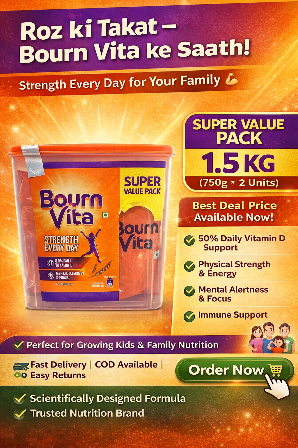Bourn Vita 1.5kg Super Value Pack β Strength Every Day Health Drink