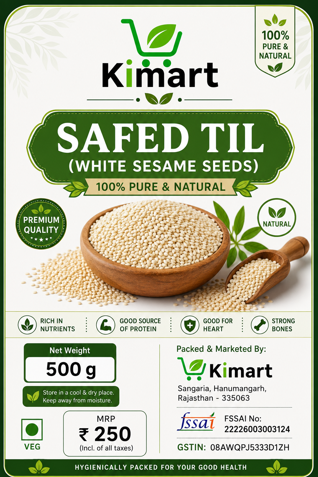 Kimart Safed Til (White Sesame Seeds) – 500g