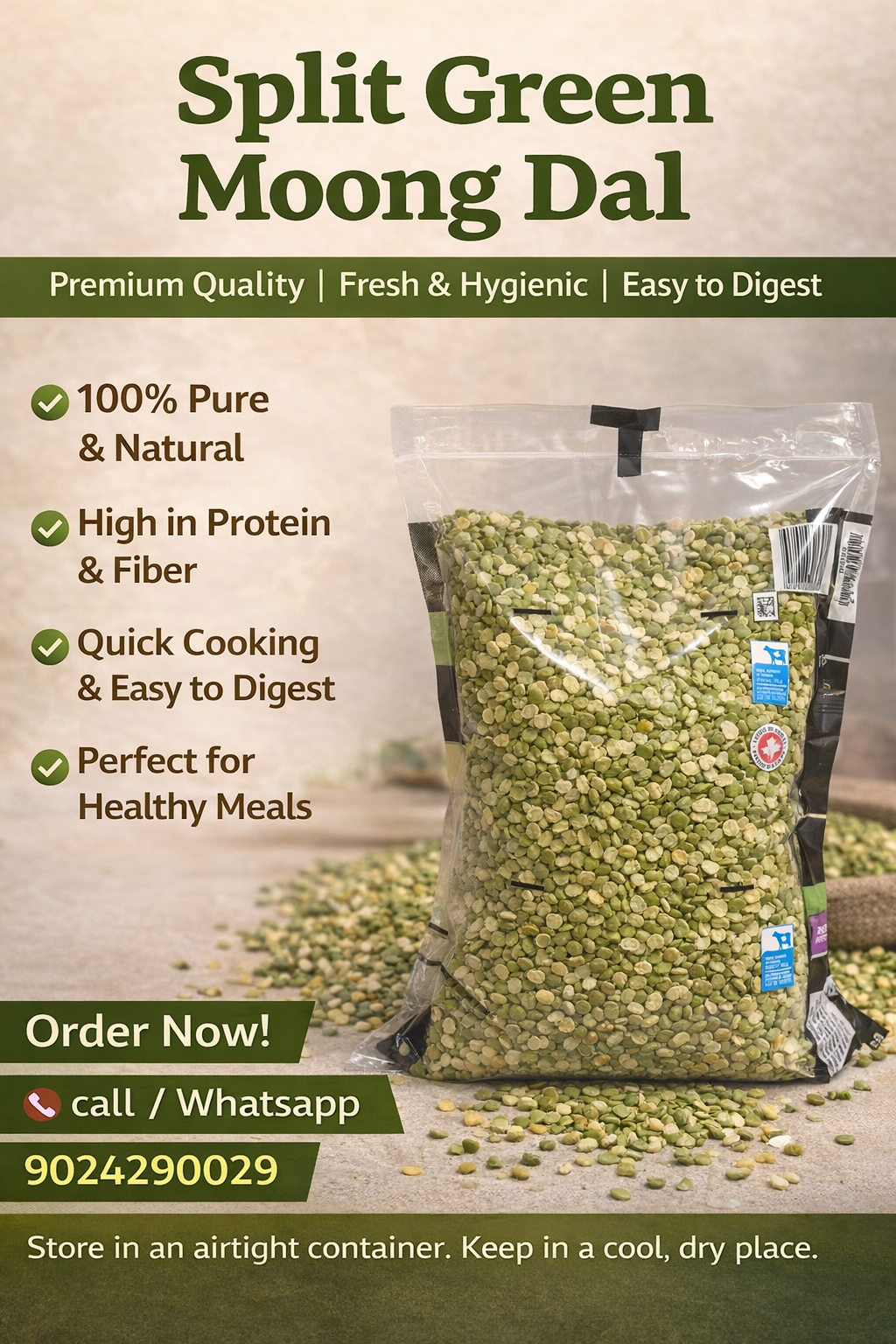 Split Green Moong Dal β Premium Quality