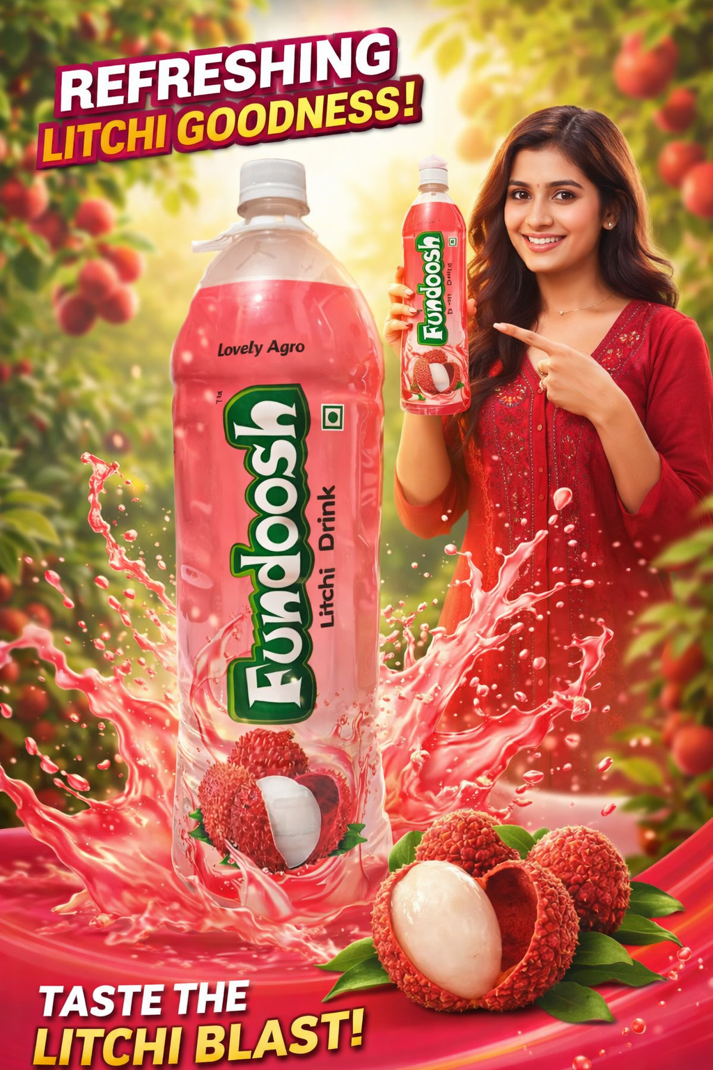 Fundoosh Litchi,Guava,Mix Fruit Drink 2 Litre – Ready to Serve Fruit Beverage