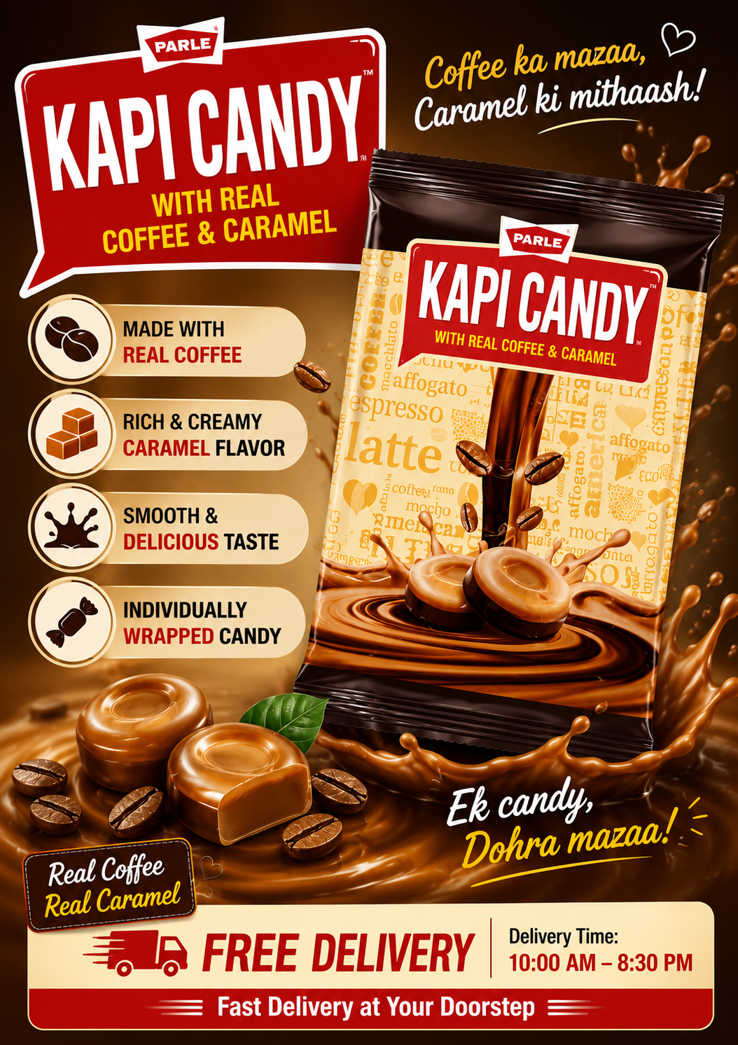 Parle Kapi Candy with Real Coffee & Caramel 198g – Rich Coffee Flavour Candy Pack