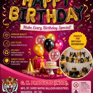 Happy Birthday Foil Balloon Decoration Set – Gold & Black (16 Inch)