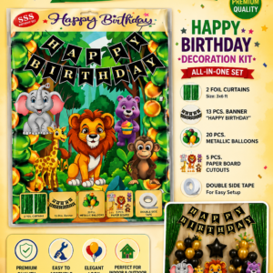 Jungle Theme Happy Birthday Decoration Kit – Complete Birthday Party Set