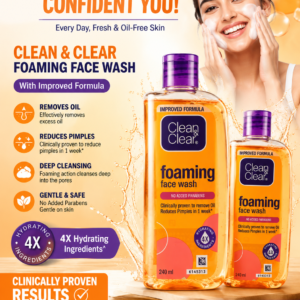 Clean & Clear Foaming Face Wash 240ml | Oil Control Face Wash for Fresh & Clear Skin