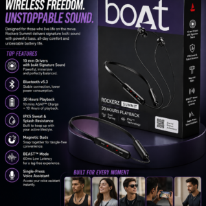 boAt Rockerz Summit Wireless Neckband Bluetooth Earphones β 30H Playback, Bluetooth v5.3, ENx Tech, IPX5