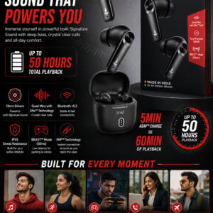 boAt Airdopes Atom 83 TWS Earbuds β 50H Playback, ENx Calling, Bluetooth v5.3, BEAST Mode