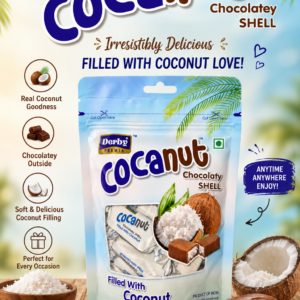 Derby Premia Cocanut Chocolaty Shell Filled with Coconut – 100g