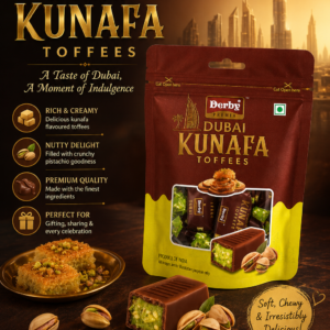 Derby Premia Dubai Kunafa Toffees – Pistachio Filled Premium Confectionery