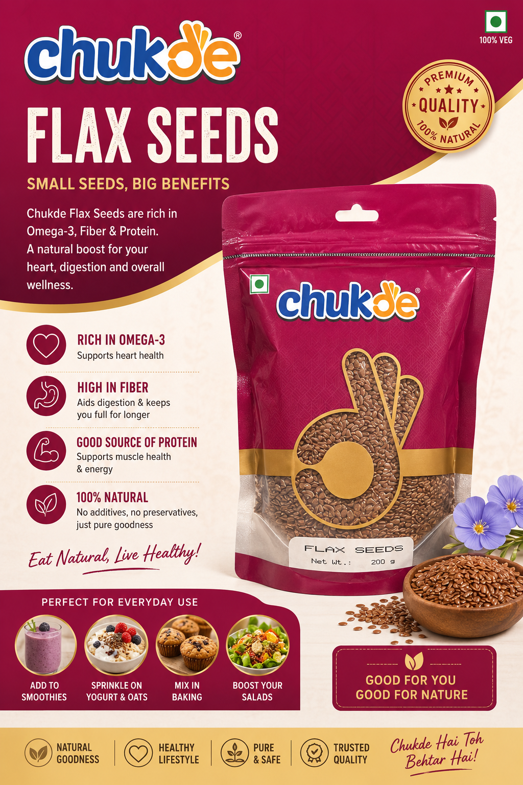Chukde Flax Seeds (Alsi) – 200g