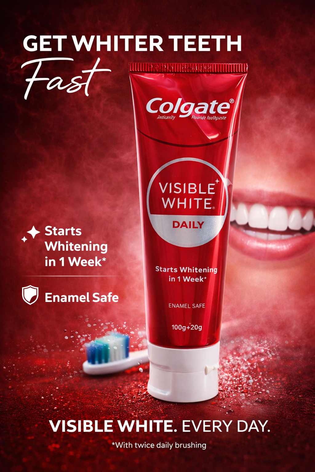 Colgate Visible White Daily Whitening Toothpaste 120g (100g + 20g Extra)