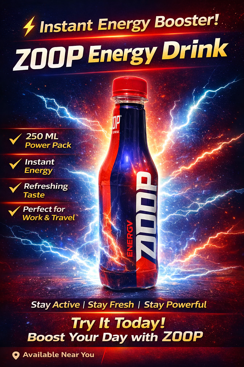 ZOOP Energy Drink 250ML – Instant Energy Booster Bottle