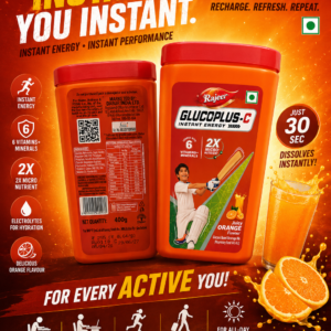 Rajeev Glucoplus-C Instant Energy Drink – Orange Flavour