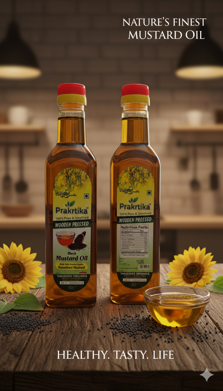 Prakritika Wooden Pressed Black Mustard Oil (Kachi Ghani)