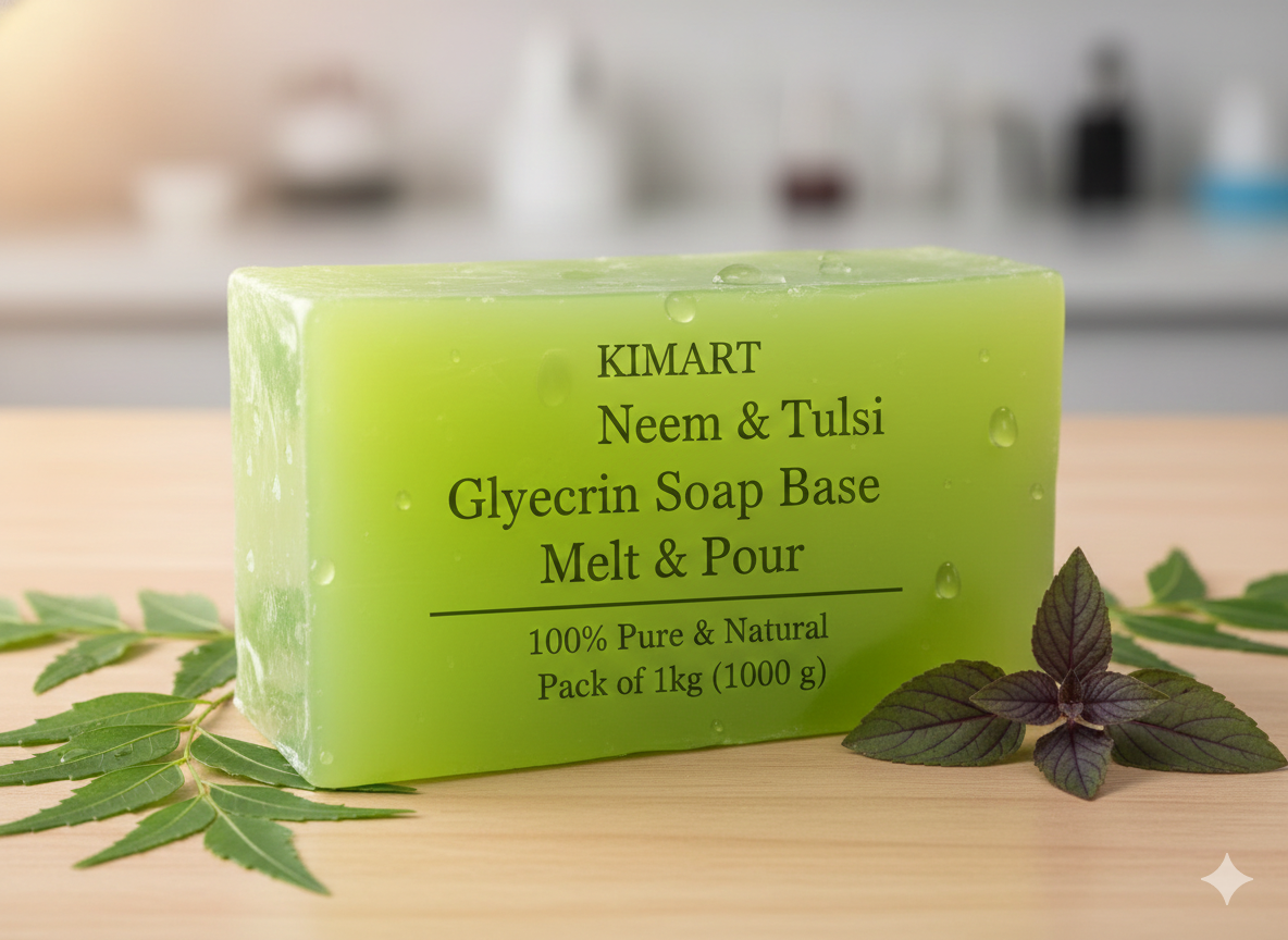 Neem & Tulsi Glycerin Soap Base Melt & Pour 100% Pure & Natural Pack of 1kg (1000 g)