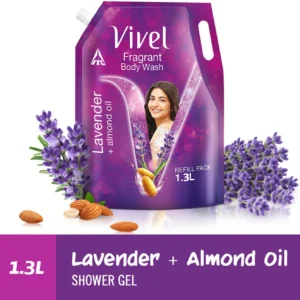 Vivel Fragrant Body Wash Lavender & Almond Oil Shower Gel, Supersaver XL Refill Pouch (1.3 L)