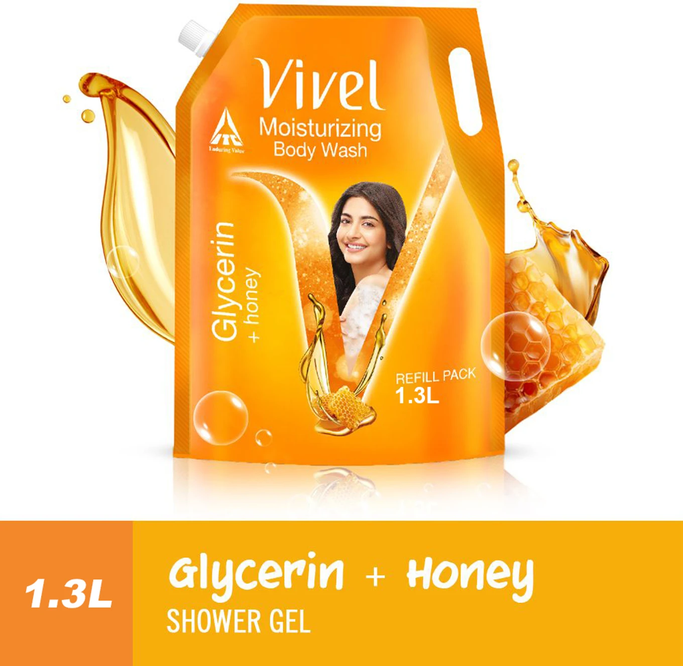 Vivel Glycerin & Honey Body Wash Shower Gel, for Soft, Glowing & Moisturized Skin (1.3 L)