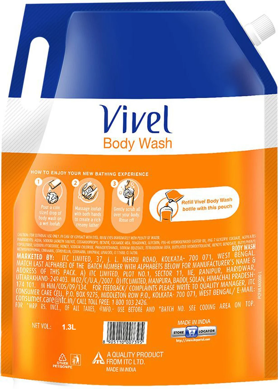 Vivel Glycerin & Honey Body Wash Shower Gel, for Soft, Glowing & Moisturized Skin (1.3 L) - Image 2